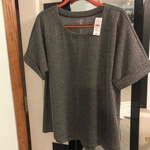 LOFT, short sleeve structured blouse top